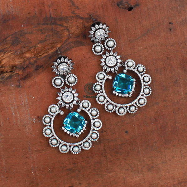 Sophia Blue Topaz CZ Designer Earrings