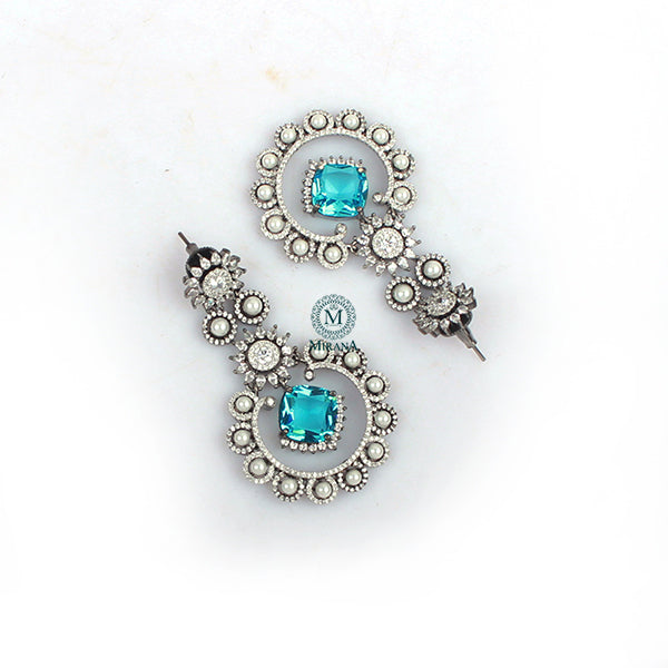 Sophia Blue Topaz CZ Designer Earrings