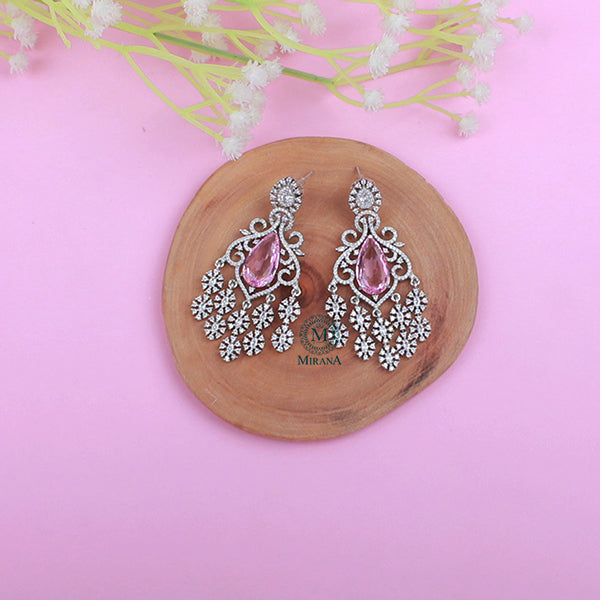 Evelyn Pink CZ Designer Earrings