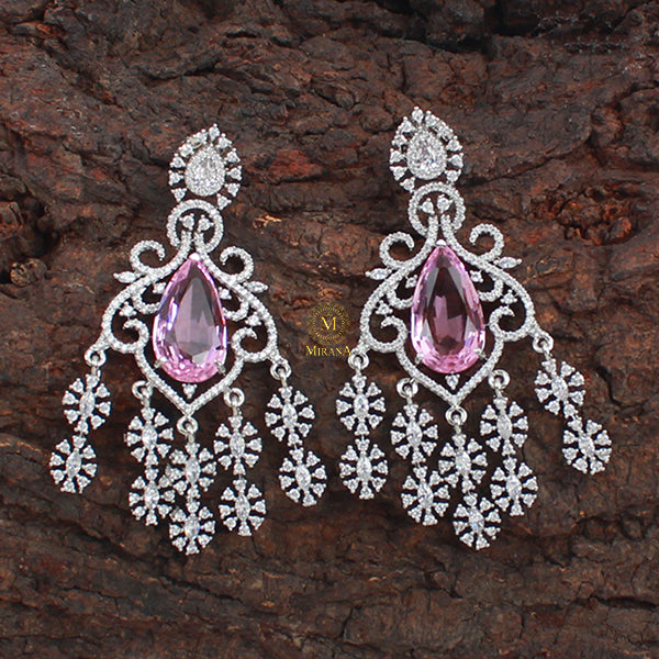 Evelyn Pink CZ Designer Earrings