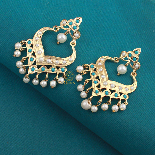 Ridhi Turquoise Jadau Designer Earrings
