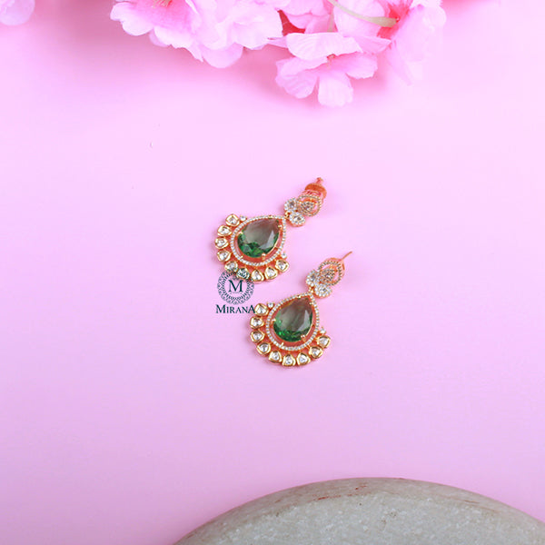 Mira Light Green Polki Designer Earrings