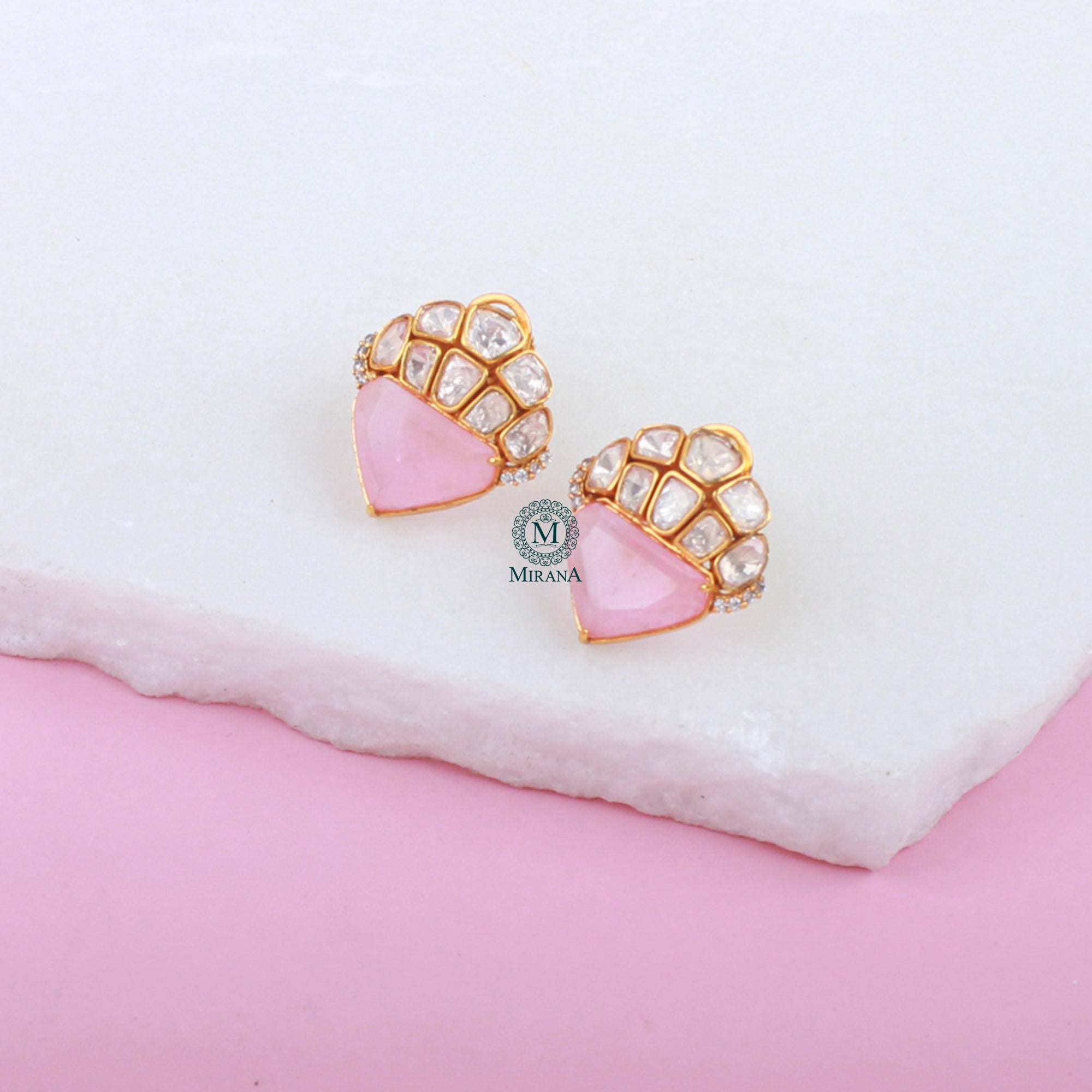 Kritika Pastel Pink Moissanite Studs