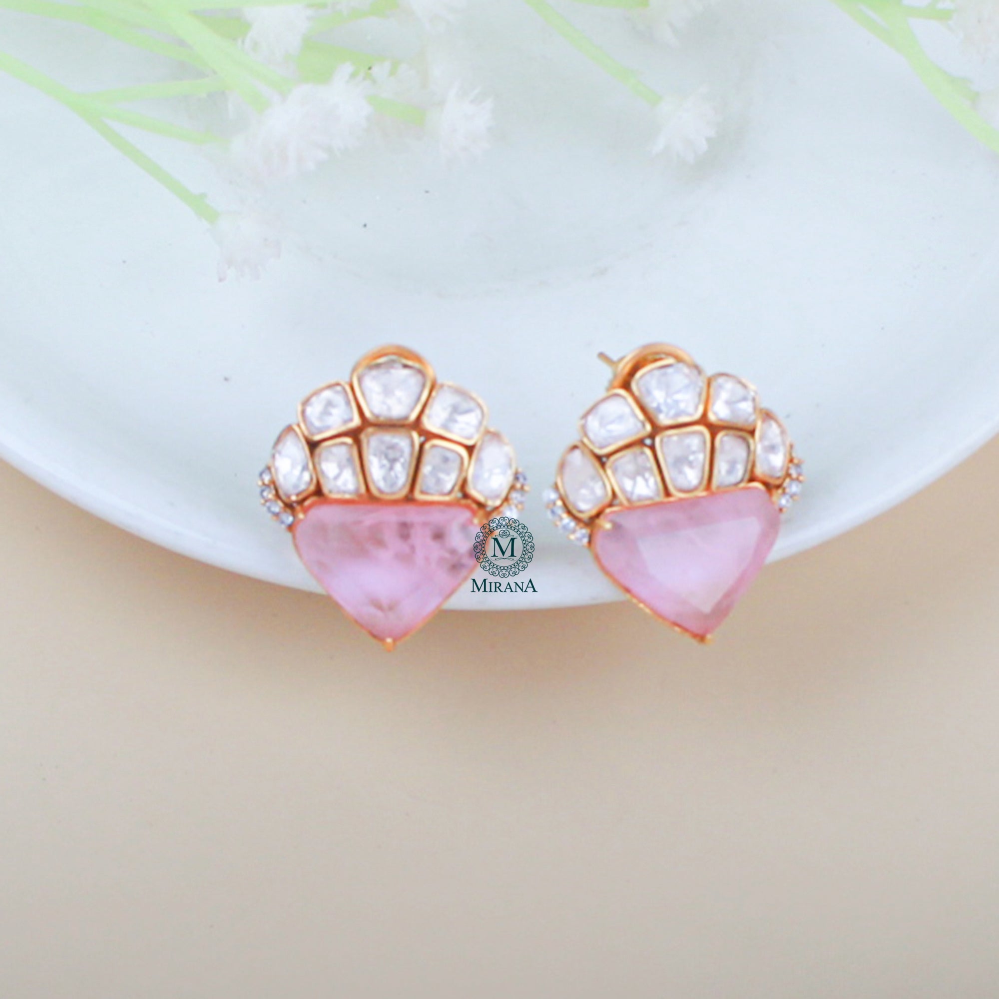 Kritika Pastel Pink Moissanite Studs