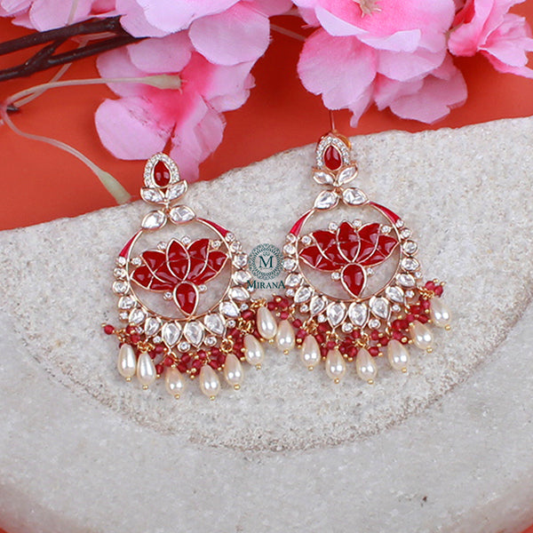 Kamalika Ruby Pearl Polki Chandbalis