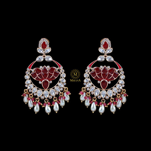 Kamalika Ruby Pearl Polki Chandbalis