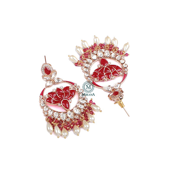 Kamalika Ruby Pearl Polki Chandbalis