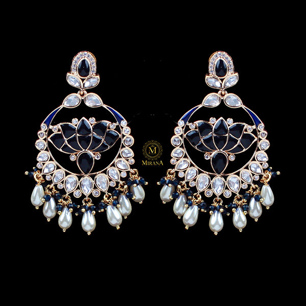 Kamalika Sapphire Blue Polki Chandbalis