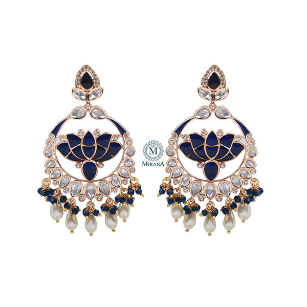 Kamalika Sapphire Blue Polki Chandbalis