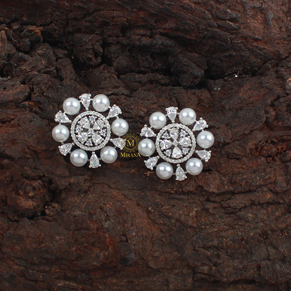 Prishi Pearl CZ Designer Studs