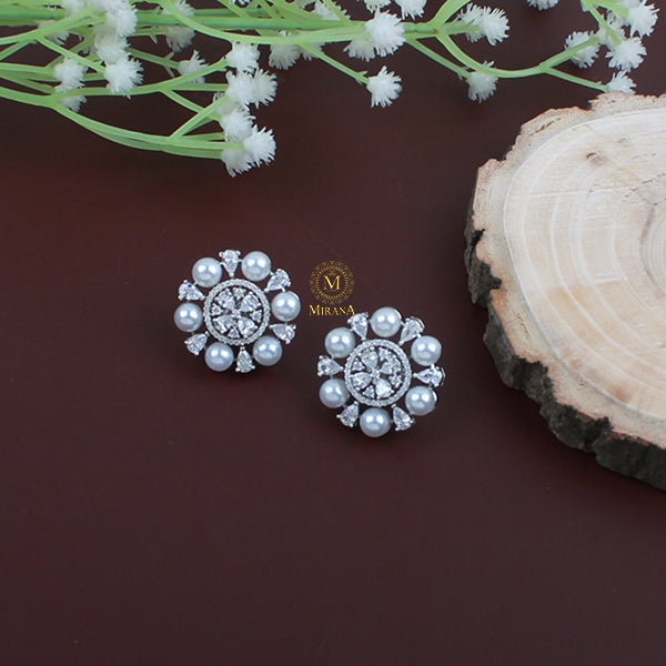 Prishi Pearl CZ Designer Studs
