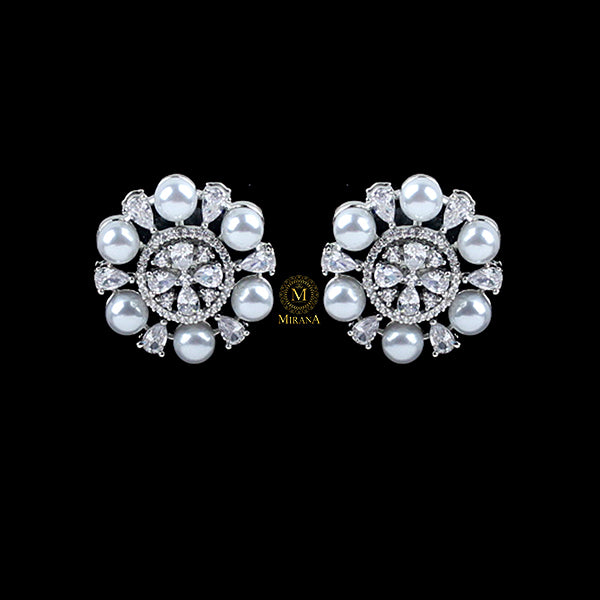 Prishi Pearl CZ Designer Studs