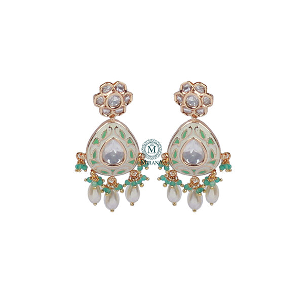 Tishani Pastel Green Meenakari Polki Earrings