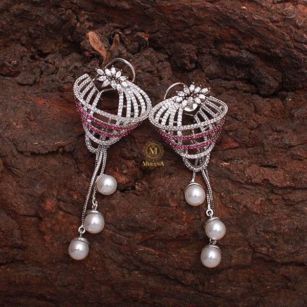 Zurie Ruby CZ Designer Earrings