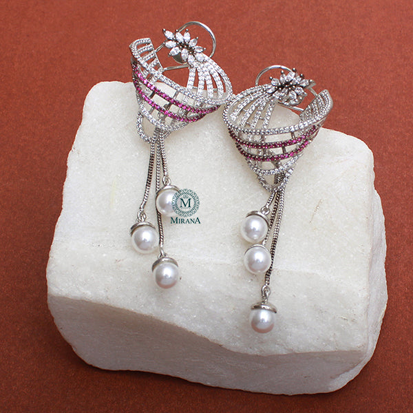 Zurie Ruby CZ Designer Earrings