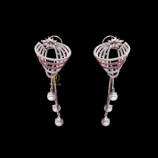 Zurie Ruby CZ Designer Earrings