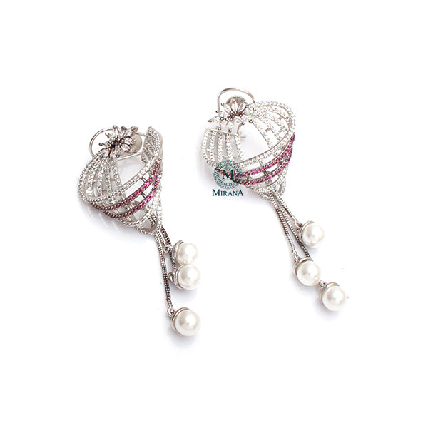 Zurie Ruby CZ Designer Earrings