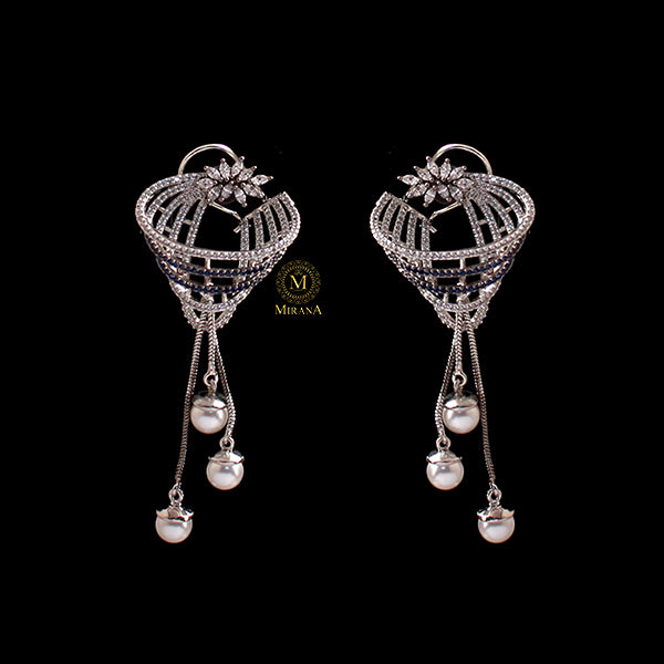 Zurie Sapphire Blue CZ Designer Earrings
