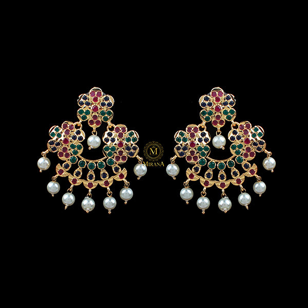 Purna Trio Colour Jadau Designer Earrings