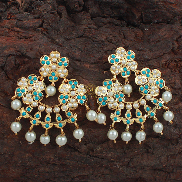Purna Turquoise Jadau Designer Earrings