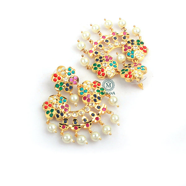 Purna Multi Colour Jadau Designer Earrings