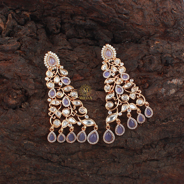 Chandni Lavender Polki Designer Earrings