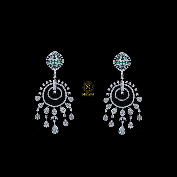 Ellie Emerald Green CZ Designer Earrings
