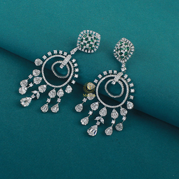 Ellie Emerald Green CZ Designer Earrings