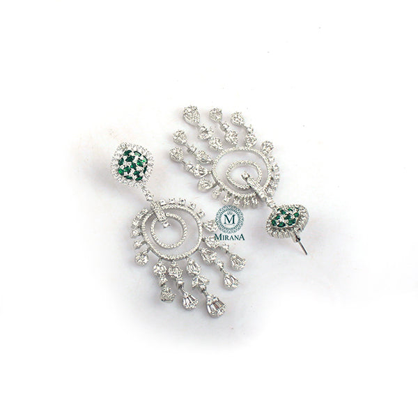 Ellie Emerald Green CZ Designer Earrings