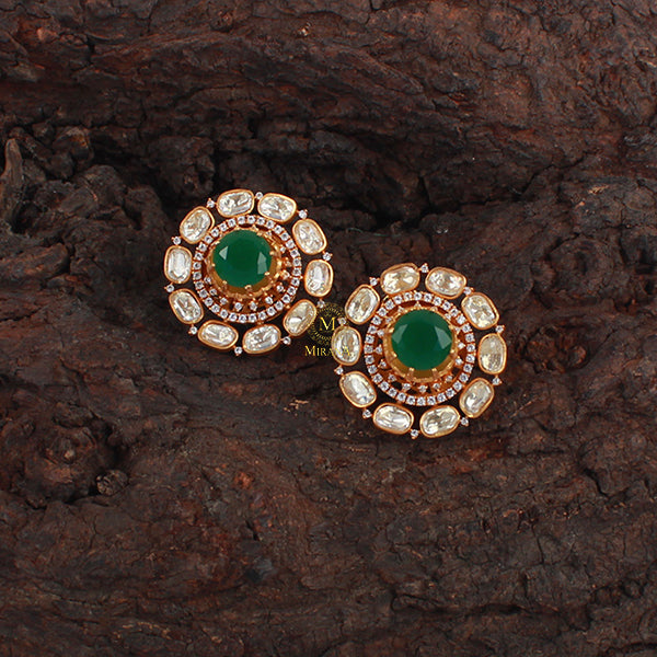 Saoni Emerald Green Moissanite Designer Studs