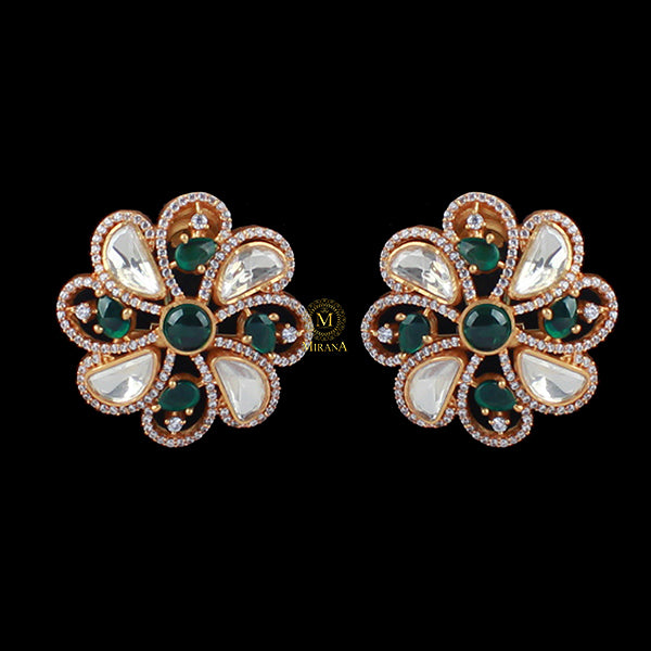 Deep Emerald Green Moissanite Designer Studs