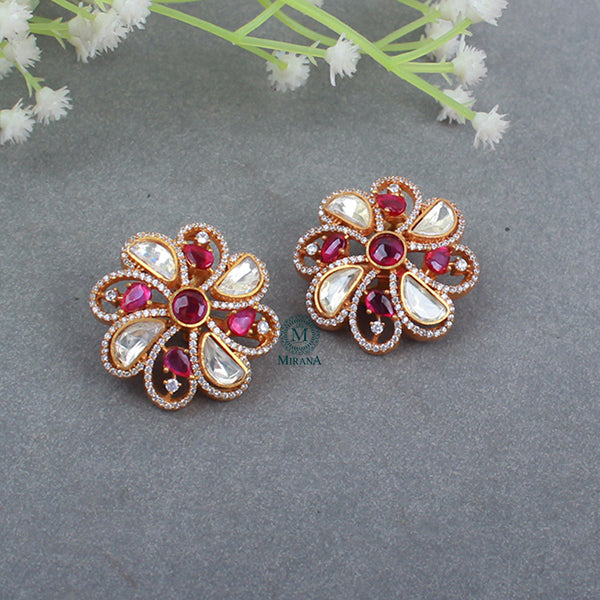 Deep Ruby Moissanite Designer Studs