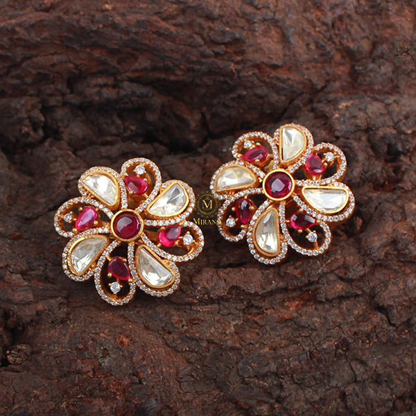 Deep Ruby Moissanite Designer Studs