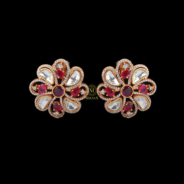 Deep Ruby Moissanite Designer Studs