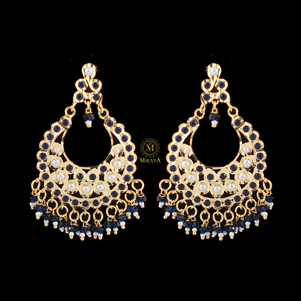 Uditi Sapphire Blue Jadau Designer Earrings