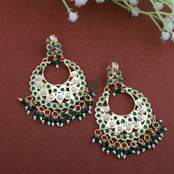 Uditi Emerald Green Jadau Designer Earrings