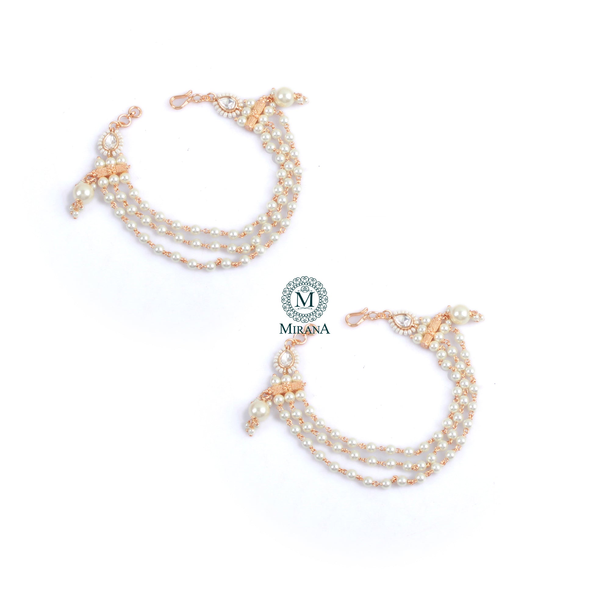 Sheena Pearl Polki Designer Ear Chains