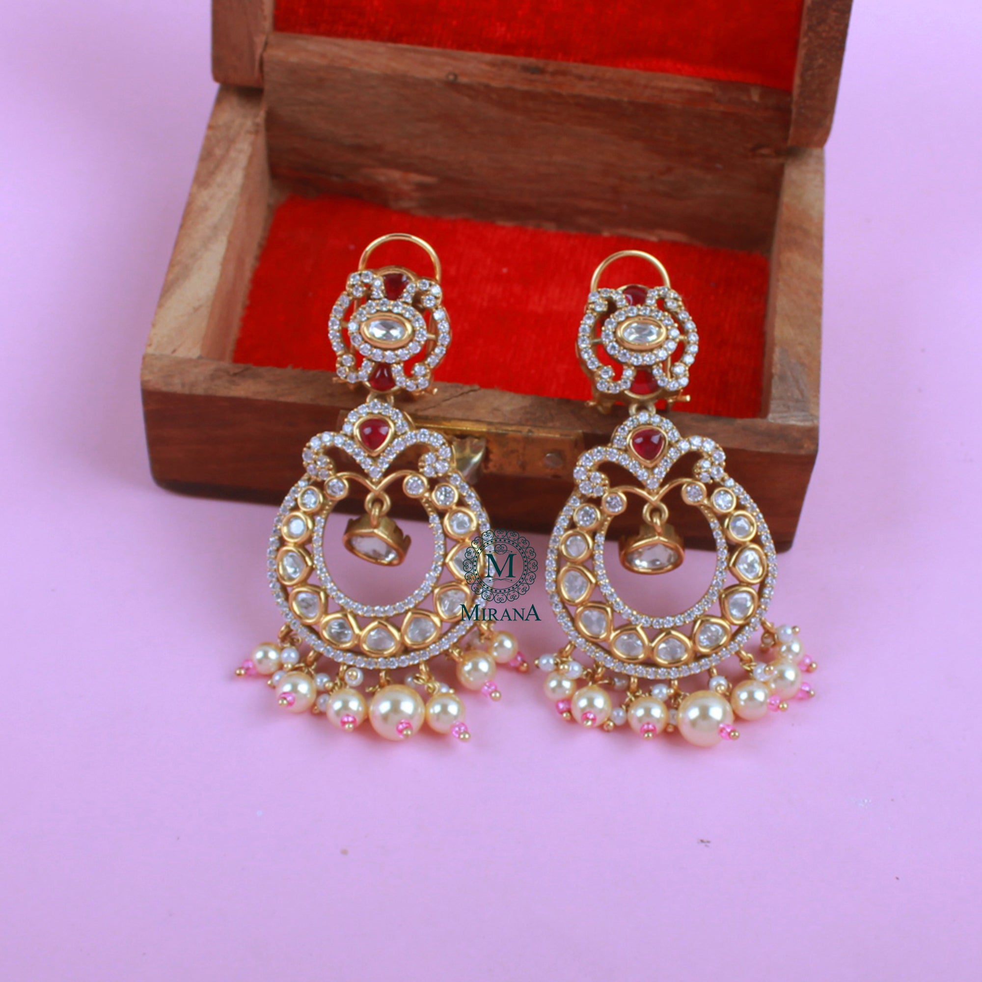 Fida Ruby Polki Designer Chandbalis