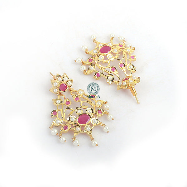 Meghna Ruby Jadau Designer Earrings