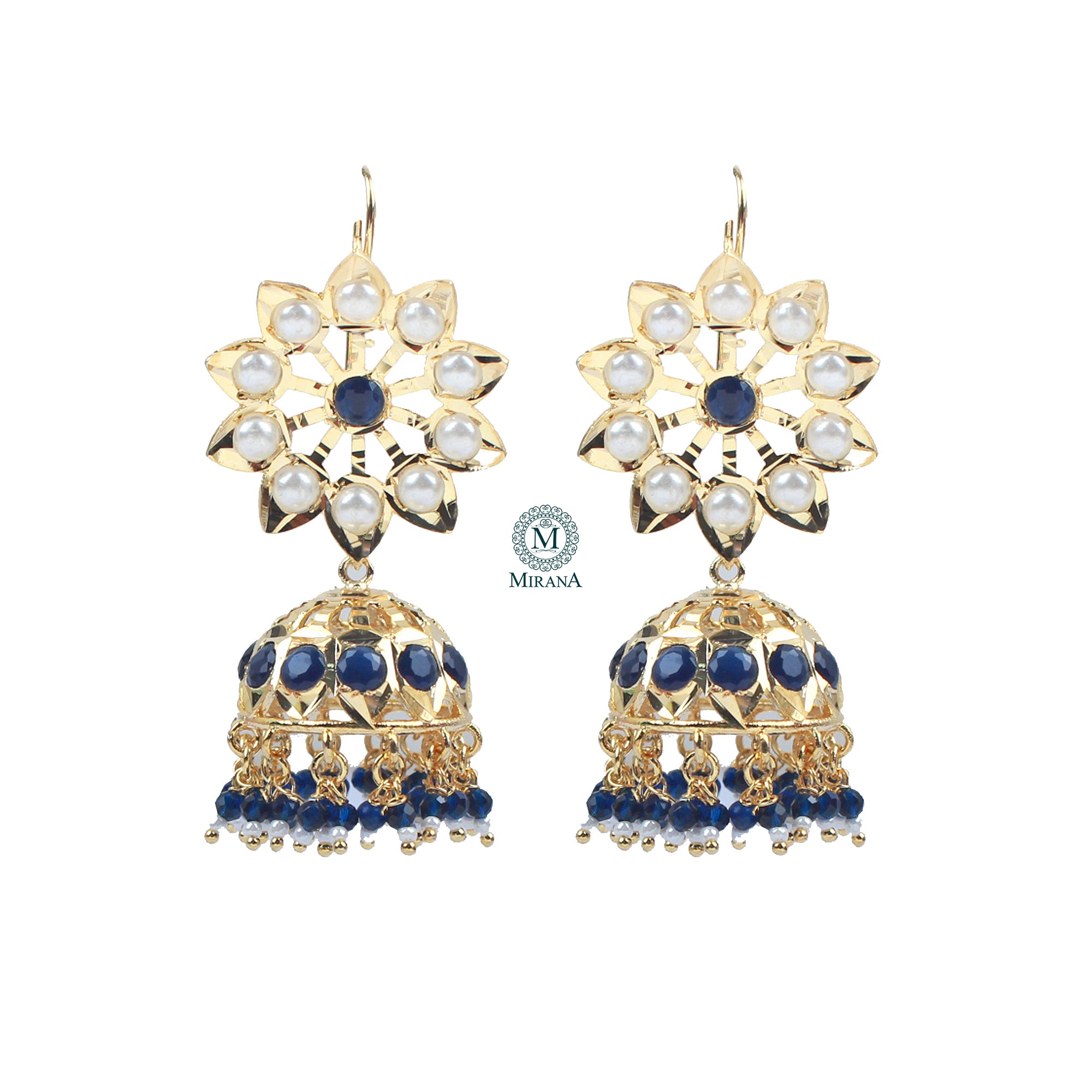 Madhubala Sapphire Blue Jadau Jhumki