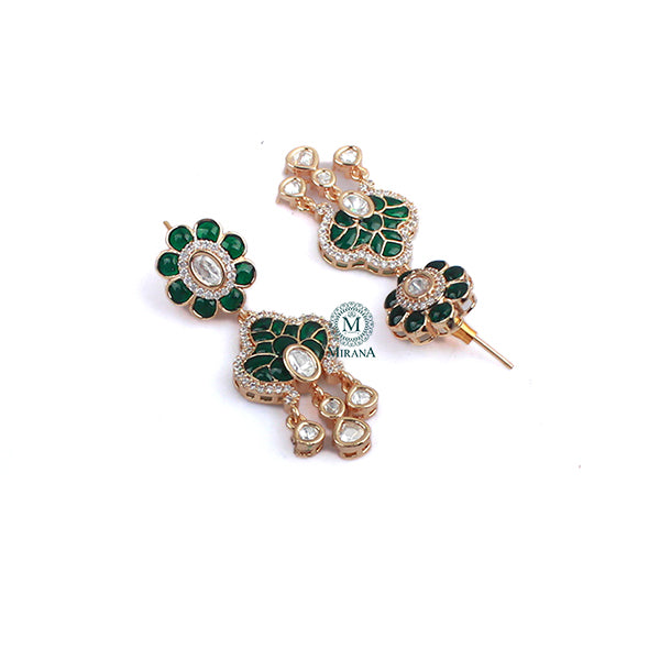 Kashmira Emerald Green Polki Earrings