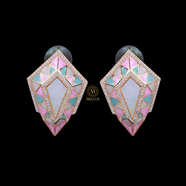 Cora MOP CZ Designer Studs