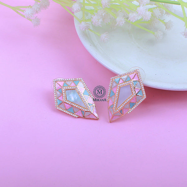 Cora MOP CZ Designer Studs