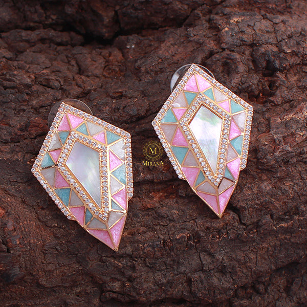 Cora MOP CZ Designer Studs