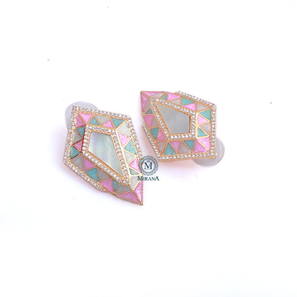 Cora MOP CZ Designer Studs