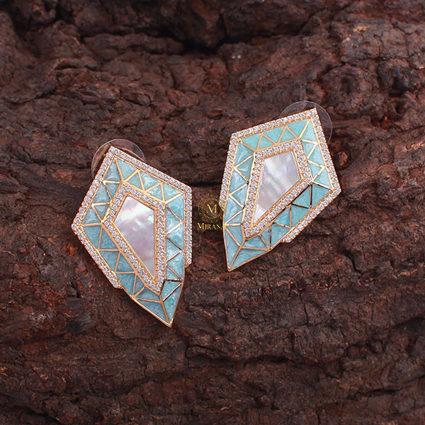 Cora Sky Blue MOP CZ Designer Studs
