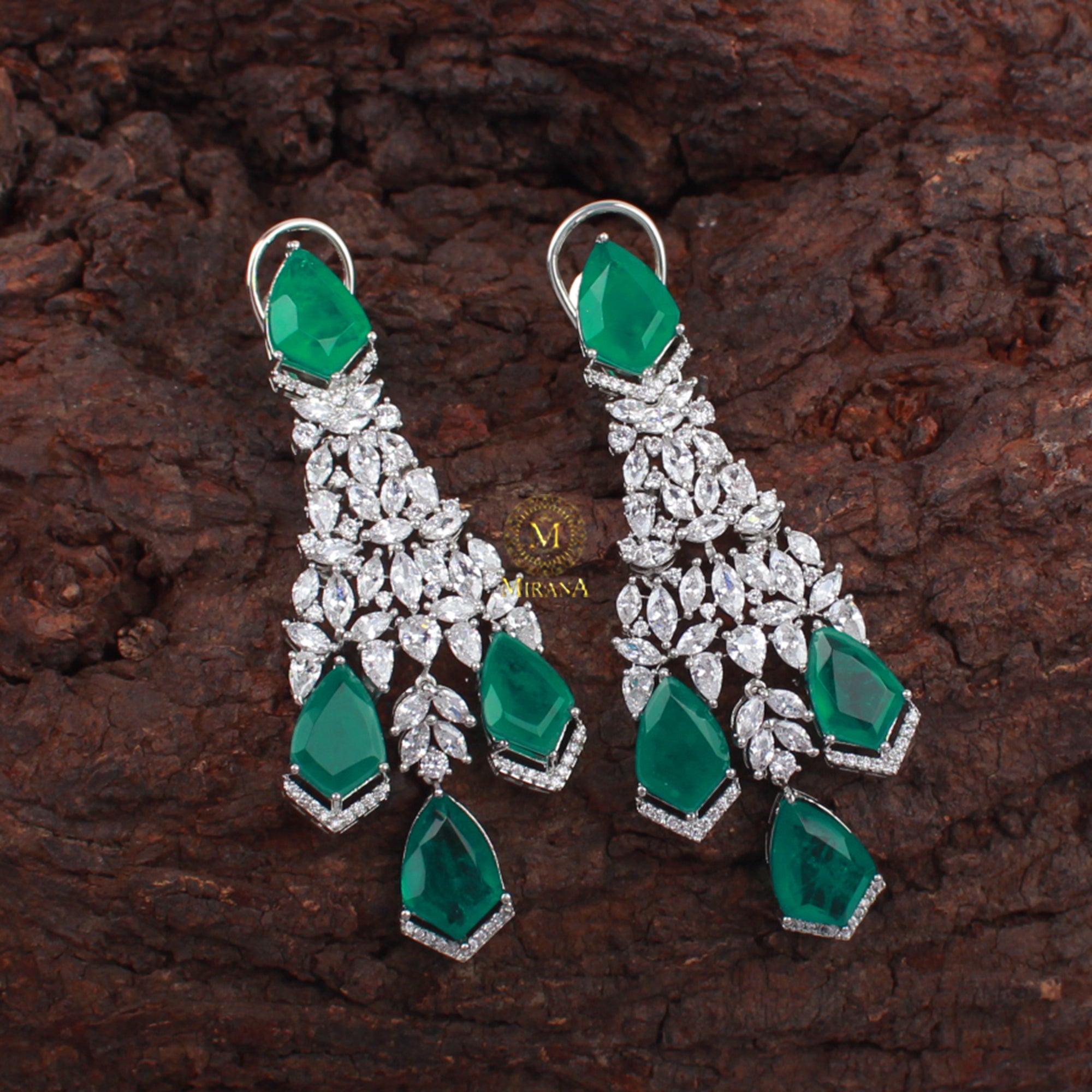 Jennifer Emerald Green CZ Designer Earrings