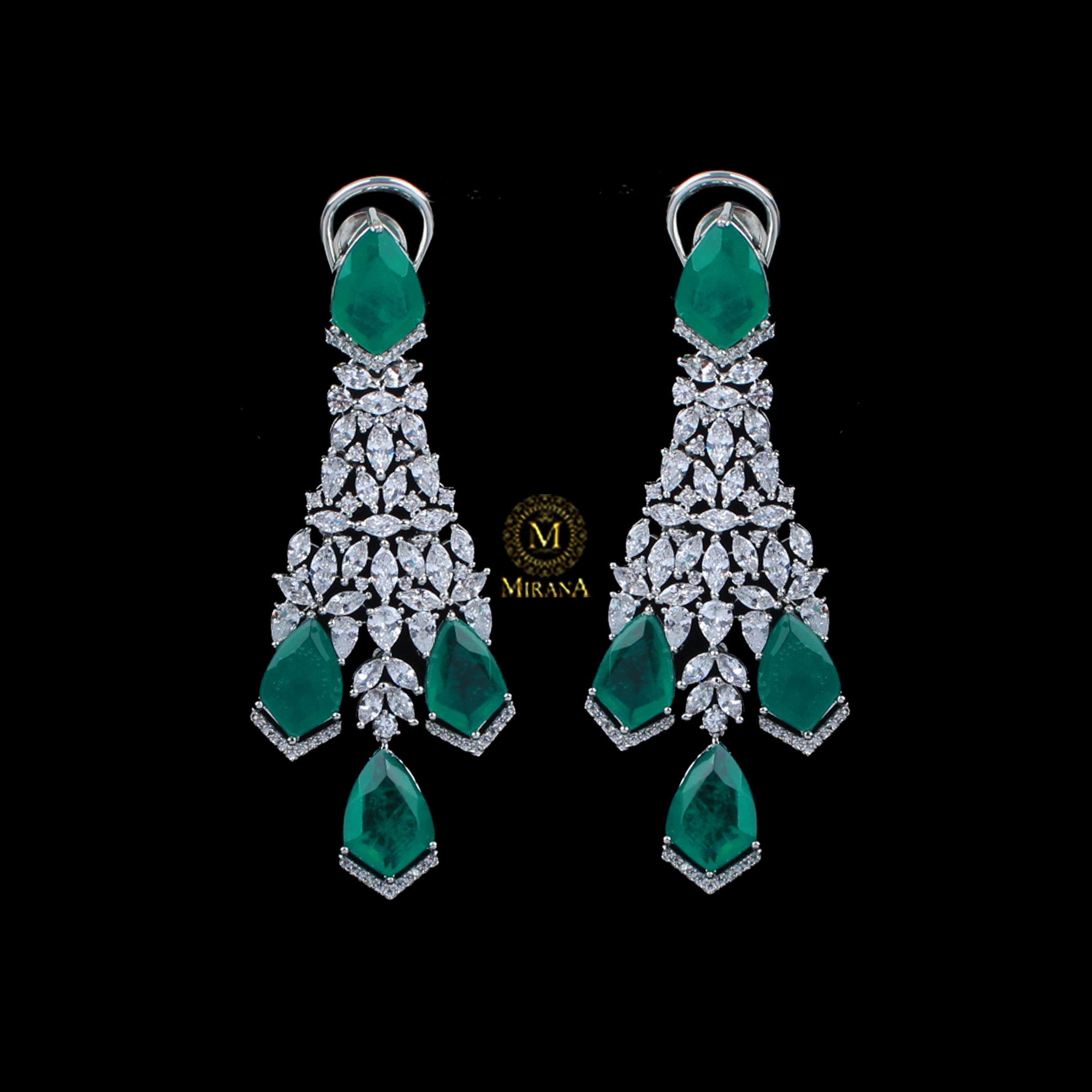 Jennifer Emerald Green CZ Designer Earrings
