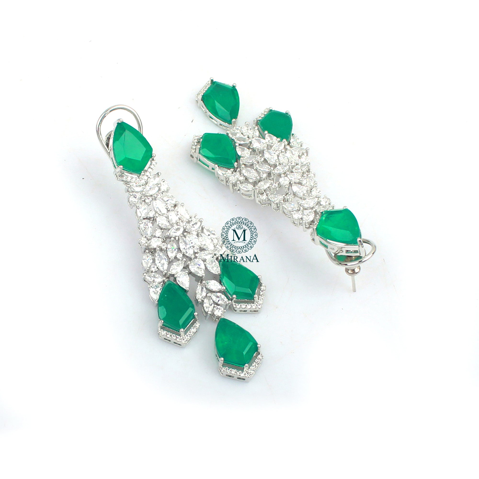 Jennifer Emerald Green CZ Designer Earrings