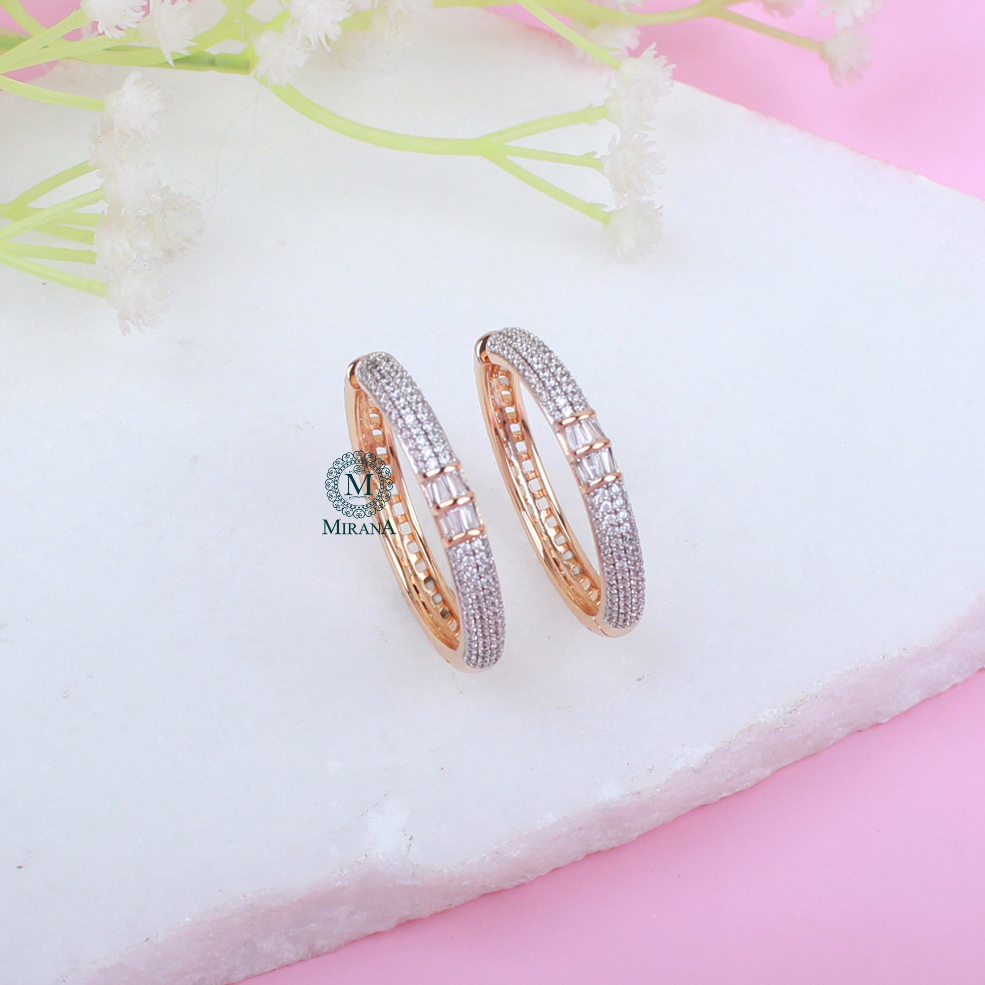 Aurora CZ Designer Hoop Hangings